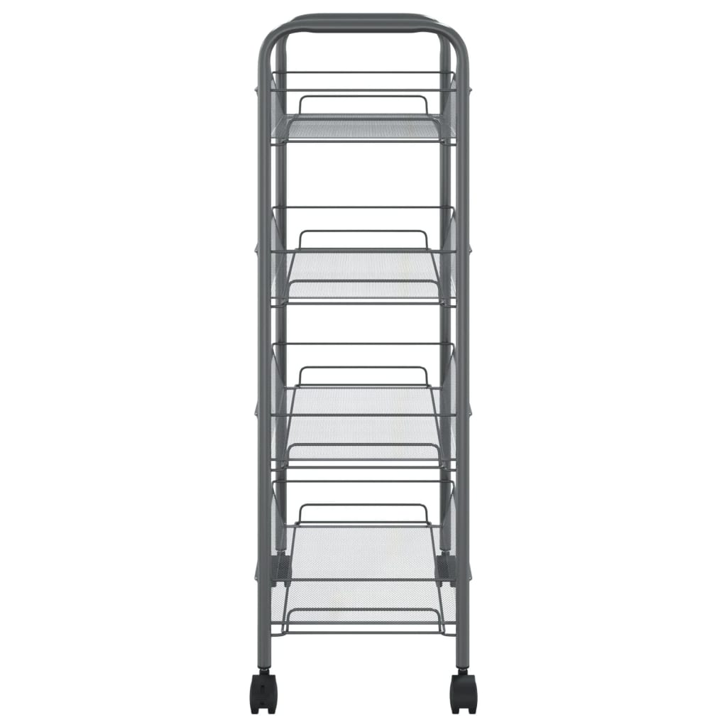 vidaXL 4-Tier Kitchen Trolley - Grey, Iron, 46x26x85 cm - Sturdy & Versatile Storage Solution - BEYRUN