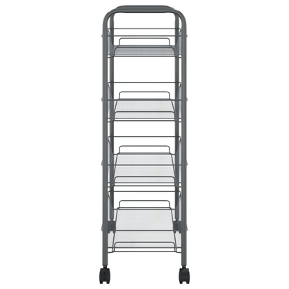 vidaXL 4-Tier Kitchen Trolley - Grey, Iron, 46x26x85 cm - Sturdy & Versatile Storage Solution - BEYRUN