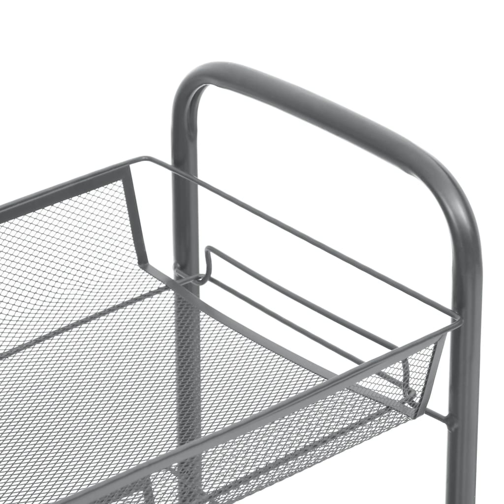 vidaXL 4-Tier Kitchen Trolley - Grey, Iron, 46x26x85 cm - Sturdy & Versatile Storage Solution - BEYRUN