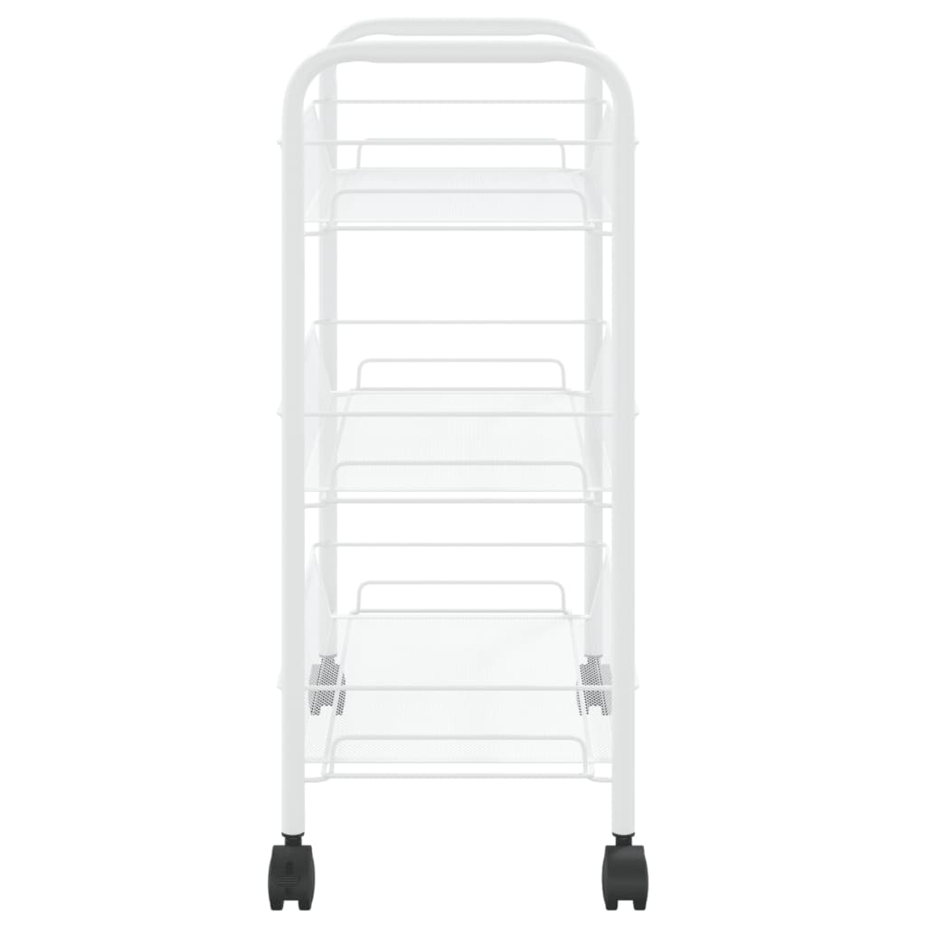 vidaXL 3-Tier Kitchen Trolley - Sleek White, Sturdy Iron Construction, Mobile Storage Solution - BEYRUN