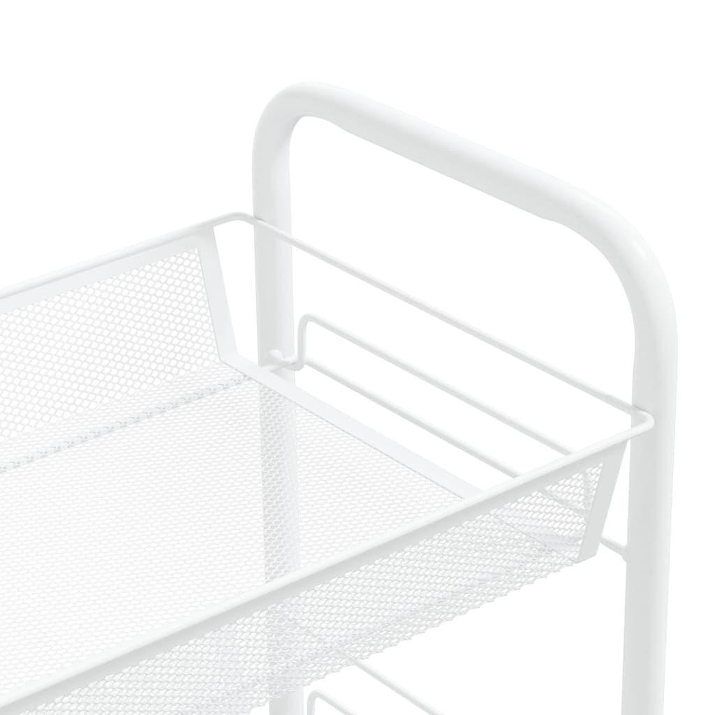 vidaXL 3-Tier Kitchen Trolley - Sleek White, Sturdy Iron Construction, Mobile Storage Solution - BEYRUN