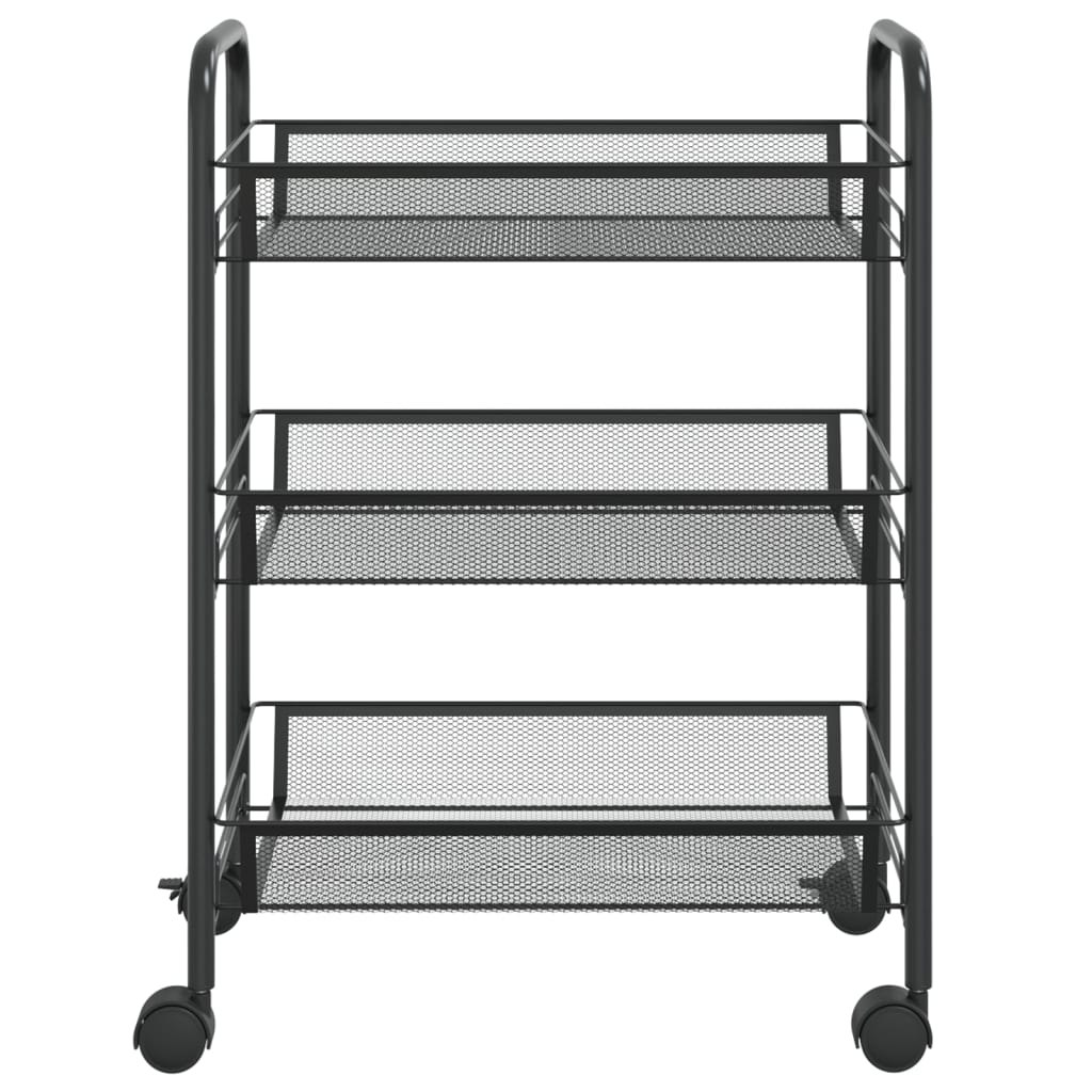 vidaXL 3-Tier Kitchen Trolley Black 46x26x64 cm Iron | Organize Your Space Efficiently - BEYRUN