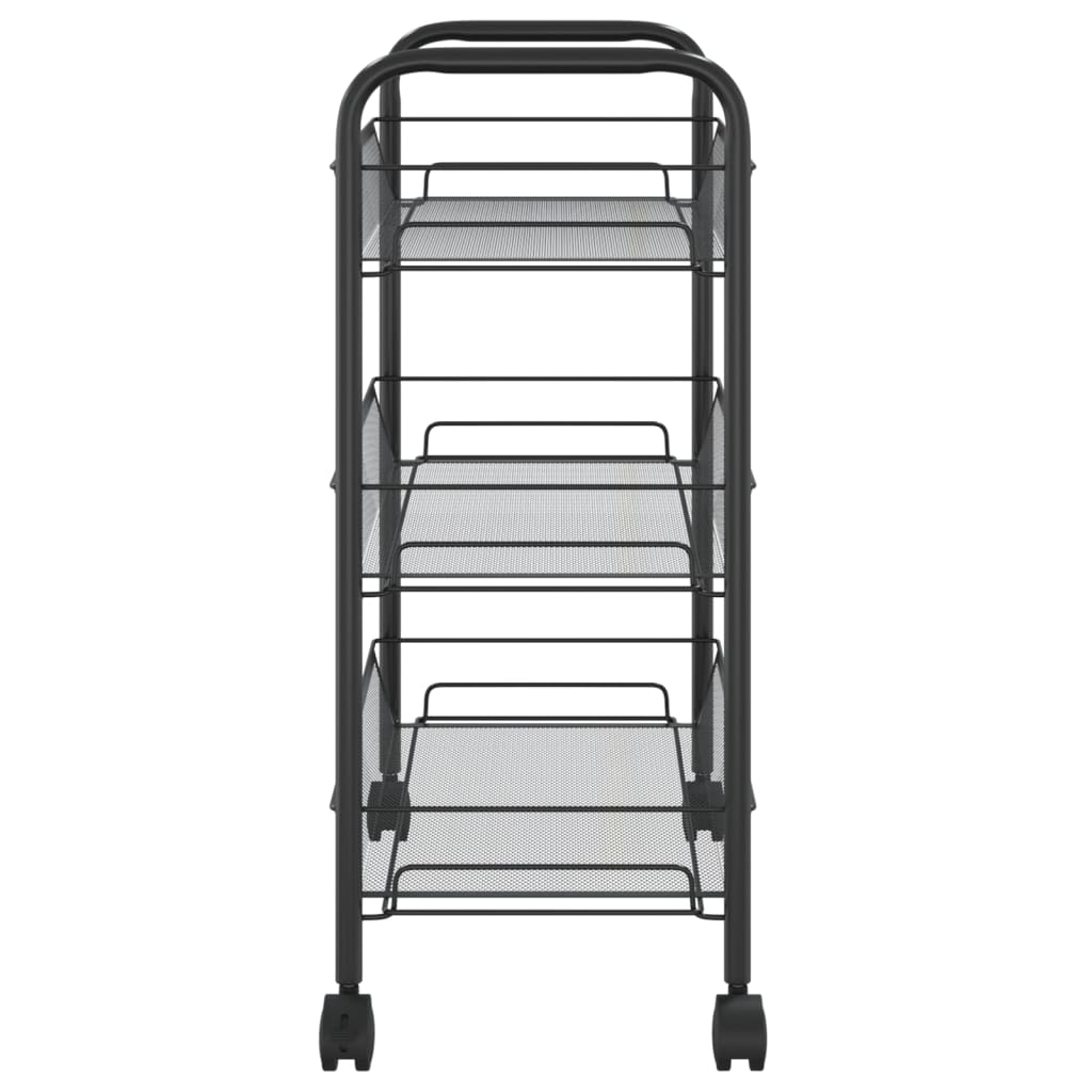 vidaXL 3-Tier Kitchen Trolley Black 46x26x64 cm Iron | Organize Your Space Efficiently - BEYRUN