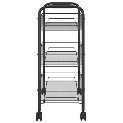 vidaXL 3-Tier Kitchen Trolley Black 46x26x64 cm Iron | Organize Your Space Efficiently - BEYRUN