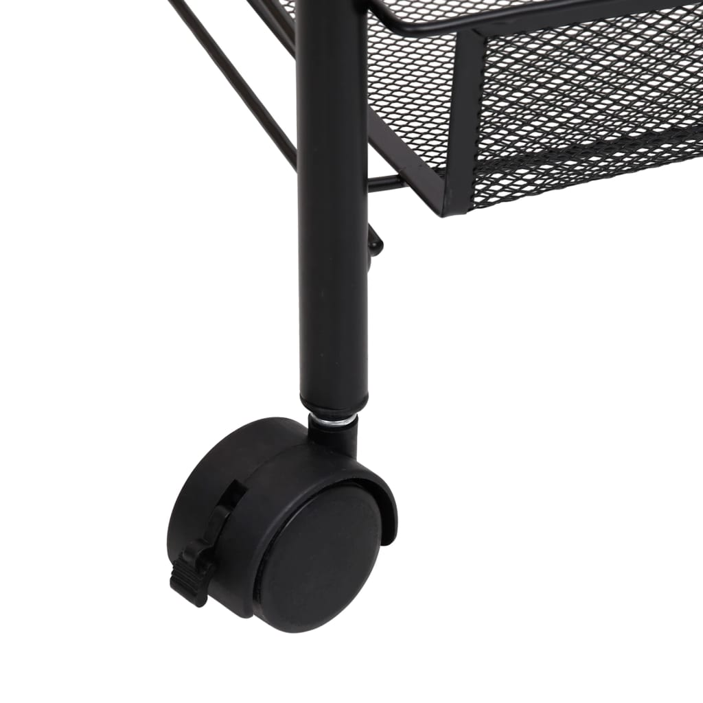 vidaXL 3-Tier Kitchen Trolley Black 46x26x64 cm Iron | Organize Your Space Efficiently - BEYRUN