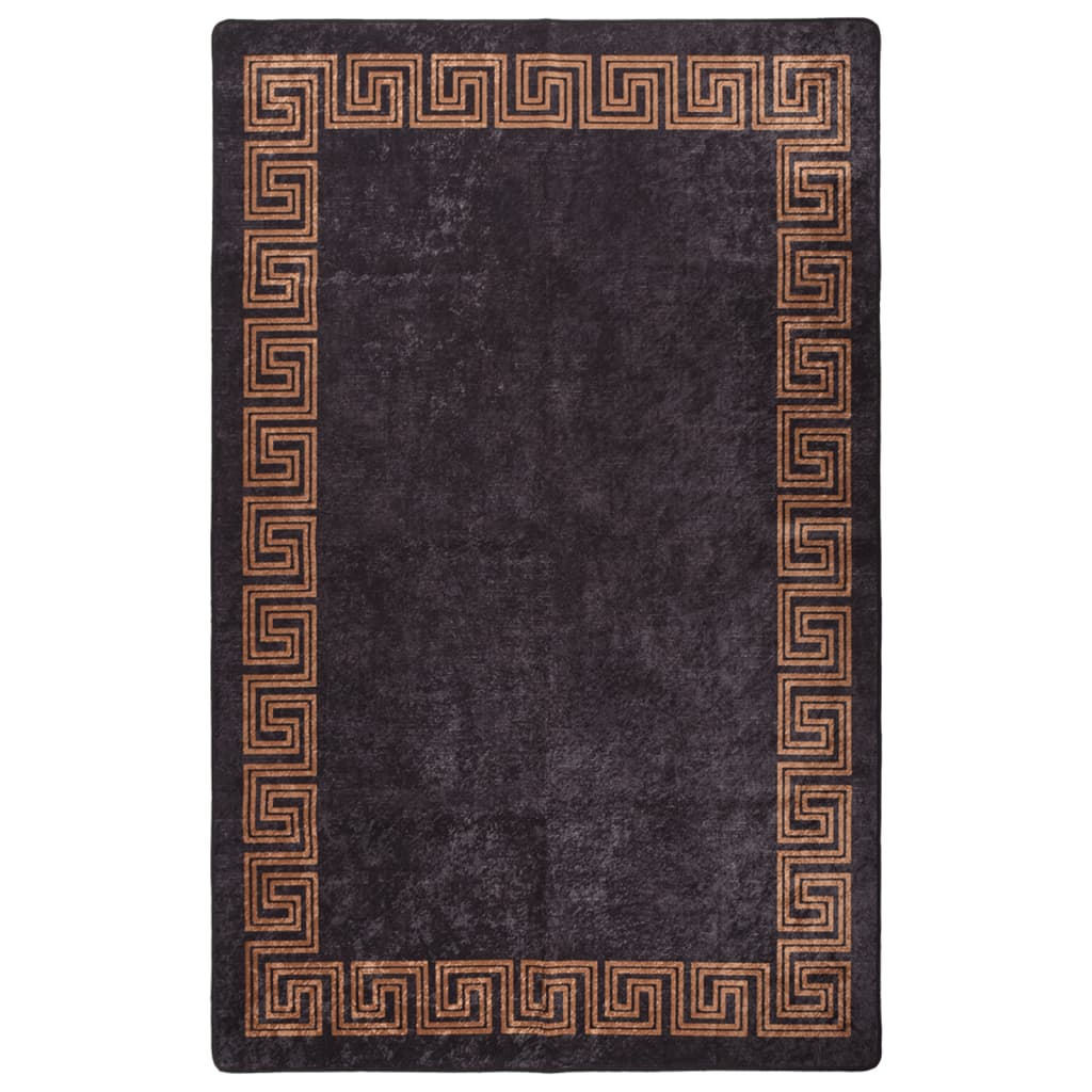 vidaXL Washable Anti-Slip Rug 160x230 cm - Black & Gold | Elegant & Durable Floor Decor - BEYRUN