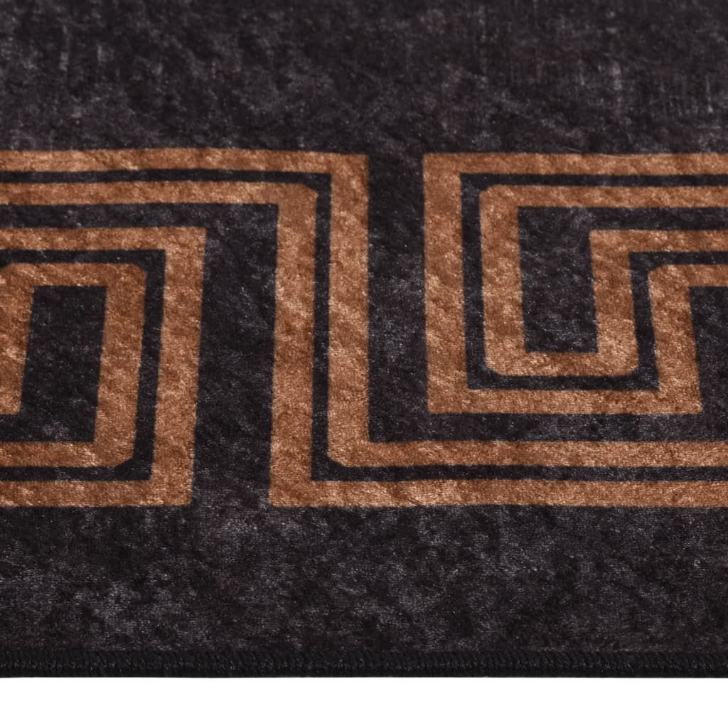 vidaXL Washable Anti-Slip Rug 160x230 cm - Black & Gold | Elegant & Durable Floor Decor - BEYRUN