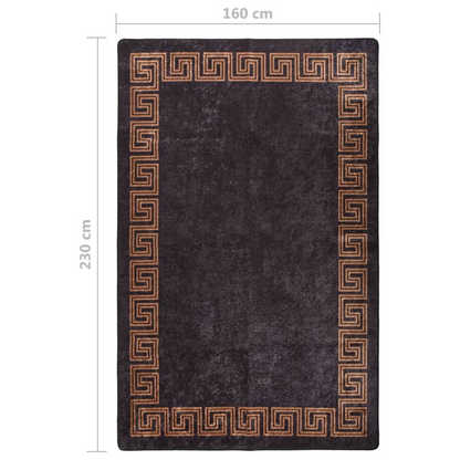 vidaXL Washable Anti-Slip Rug 160x230 cm - Black & Gold | Elegant & Durable Floor Decor - BEYRUN