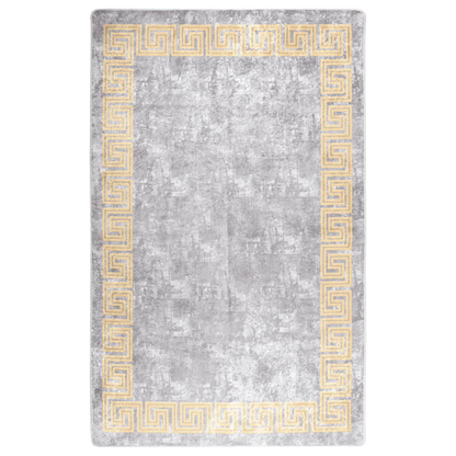 vidaXL Grey Washable Rug 160x230 cm - Anti-Slip, Noise-Absorbing, Soft Velvet - BEYRUN