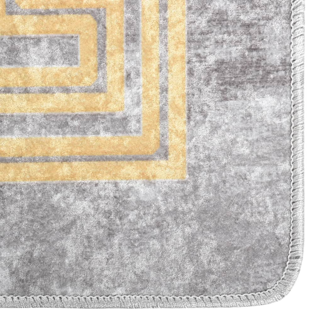 vidaXL Grey Washable Rug 160x230 cm - Anti-Slip, Noise-Absorbing, Soft Velvet - BEYRUN