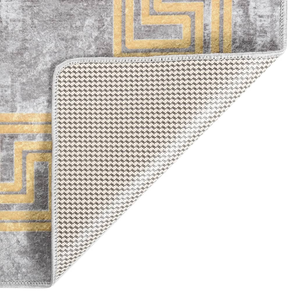 vidaXL Grey Washable Rug 160x230 cm - Anti-Slip, Noise-Absorbing, Soft Velvet - BEYRUN