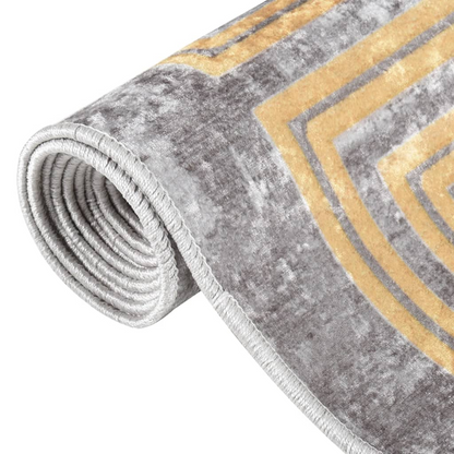 vidaXL Grey Washable Rug 160x230 cm - Anti-Slip, Noise-Absorbing, Soft Velvet - BEYRUN