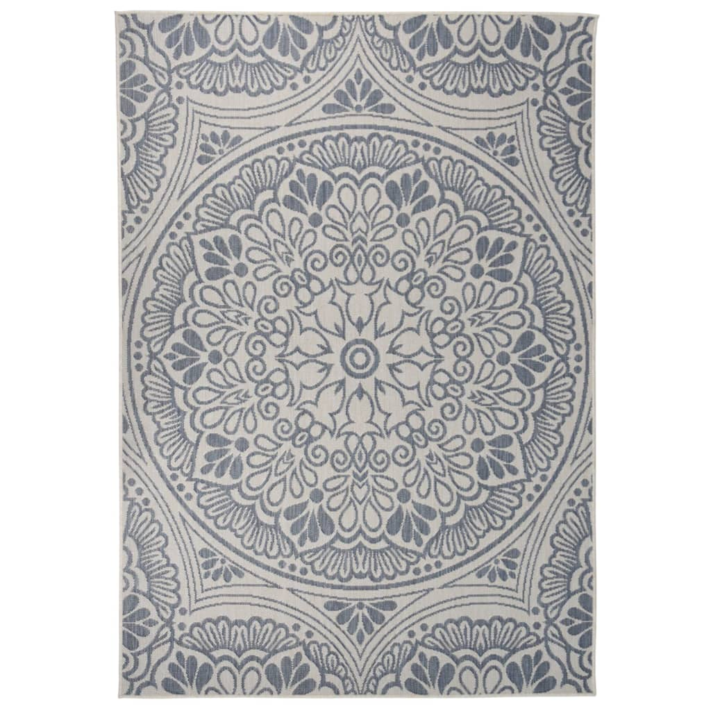 vidaXL Outdoor Flatweave Rug - 160x230 cm, Blue Pattern, Weather & UV Resistant | Elegant Outdoor & Indoor Rug - BEYRUN