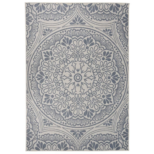 vidaXL Outdoor Flatweave Rug - 160x230 cm, Blue Pattern, Weather & UV Resistant | Elegant Outdoor & Indoor Rug - BEYRUN