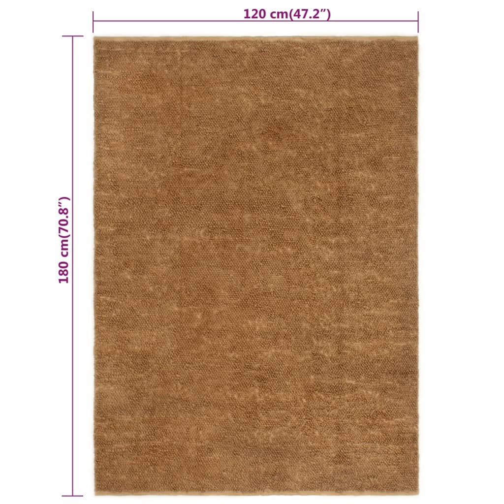 vidaXL Handmade Loop Pile Rug - Eco-Friendly Jute & Cotton Carpet, 120x180 cm, Natural - BEYRUN