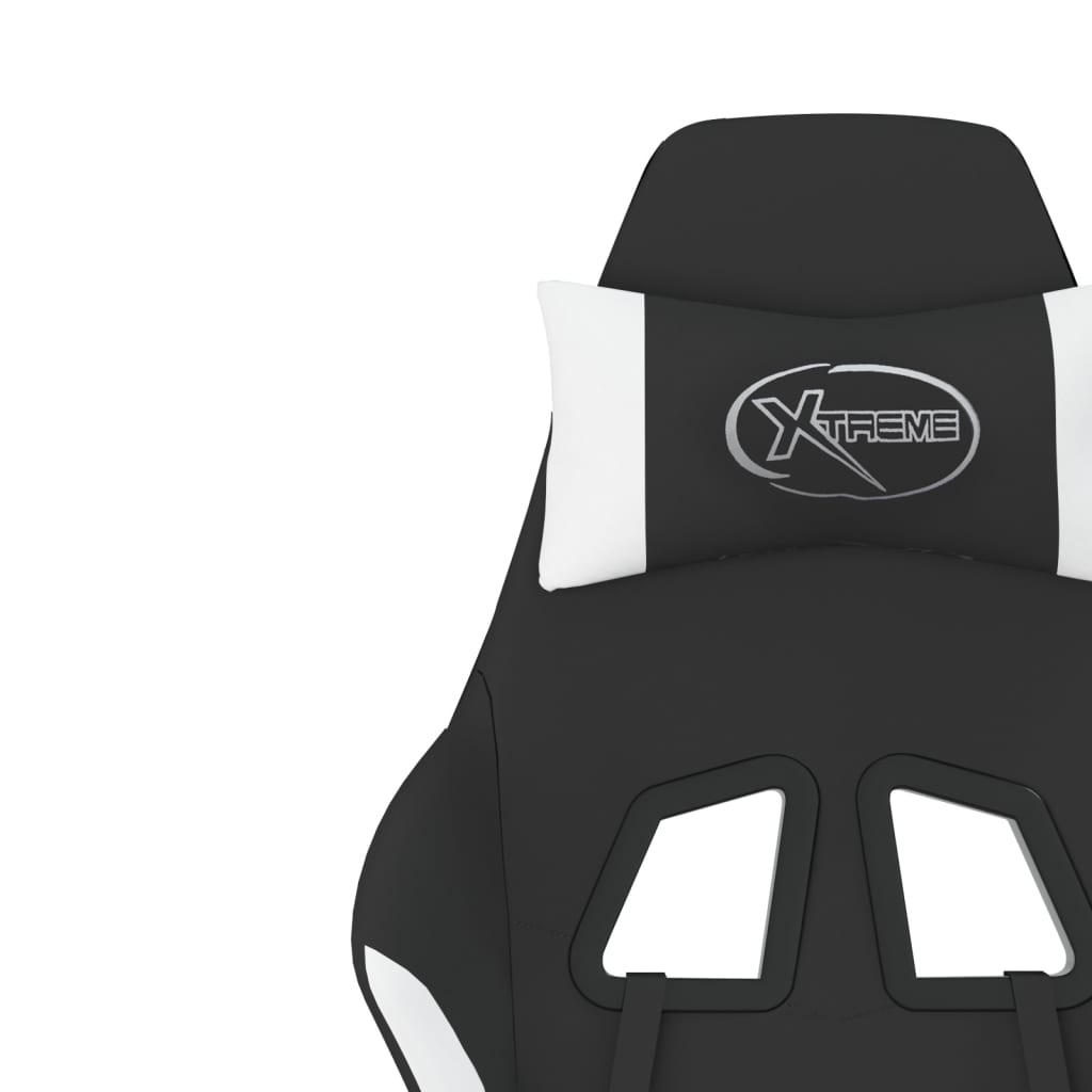 vidaXL Swivel Gaming Chair with Footrest Black and White Fabric - Ultimate Comfort for Gamers - BEYRUN