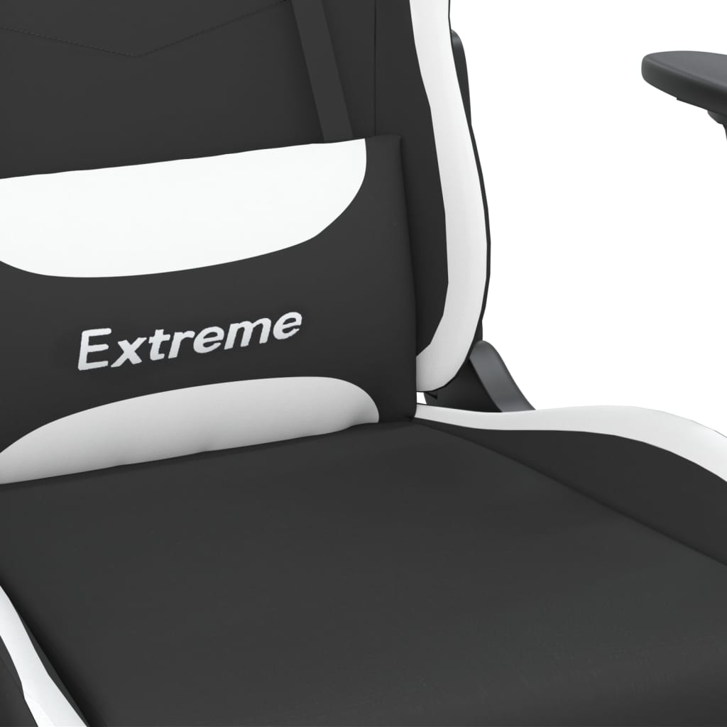 vidaXL Swivel Gaming Chair with Footrest Black and White Fabric - Ultimate Comfort for Gamers - BEYRUN