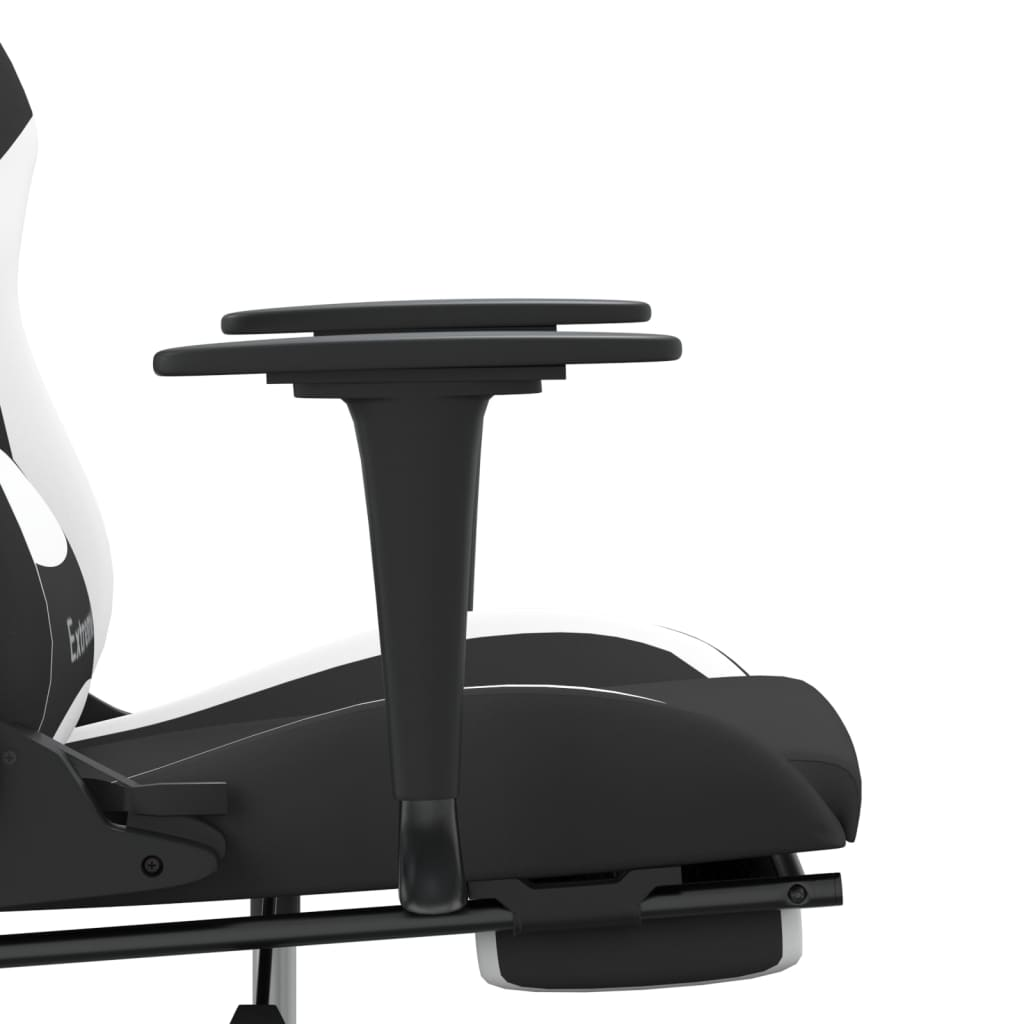 vidaXL Swivel Gaming Chair with Footrest Black and White Fabric - Ultimate Comfort for Gamers - BEYRUN