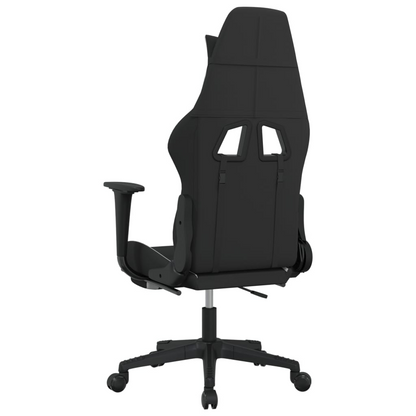 vidaXL Swivel Gaming Chair with Footrest - Black & White Fabric, Massage Waist Pillow, Adjustable Height - BEYRUN