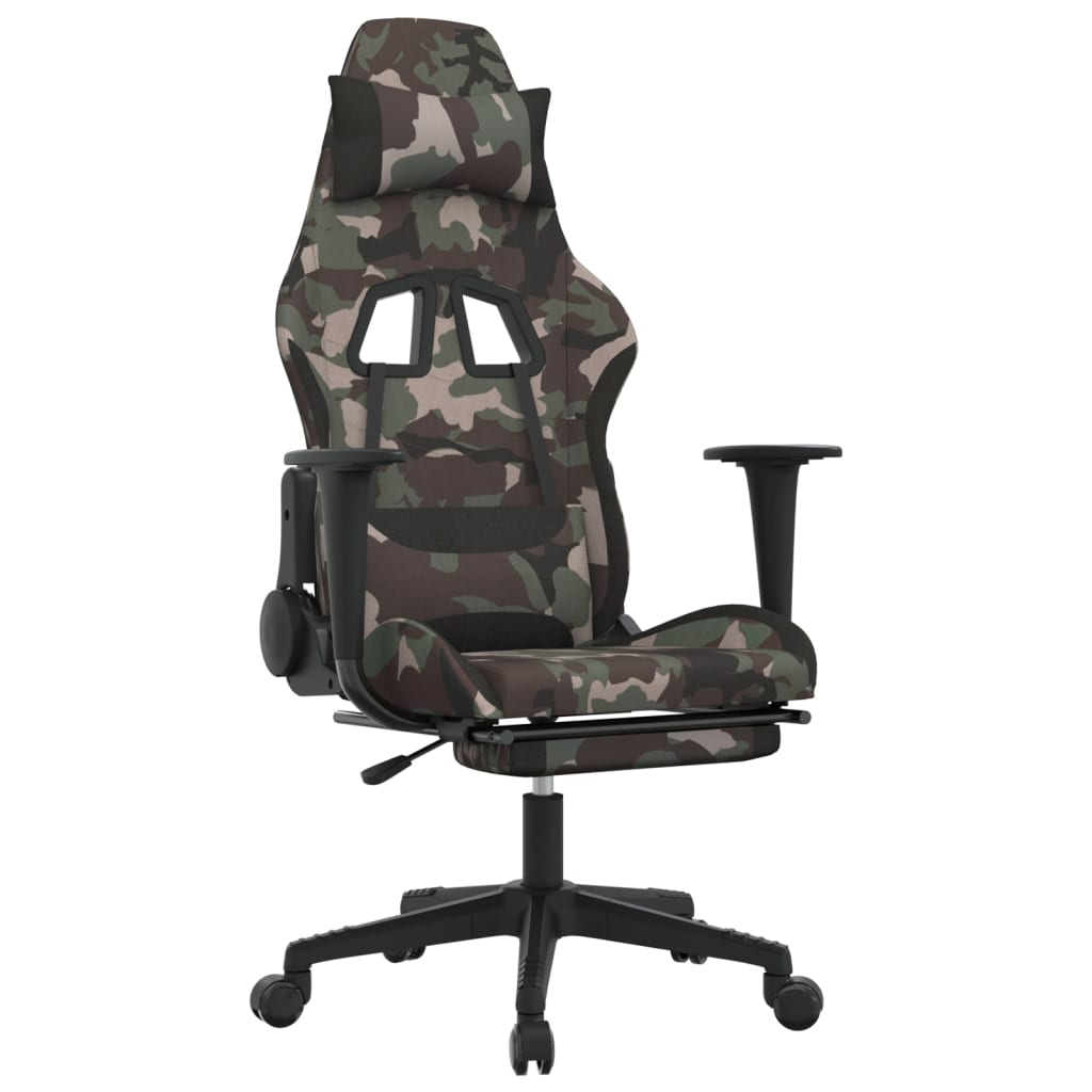 vidaXL Ergonomic Swivel Gaming Chair with Footrest - Black & Camouflage | Ultimate Comfort for Gamers - BEYRUN