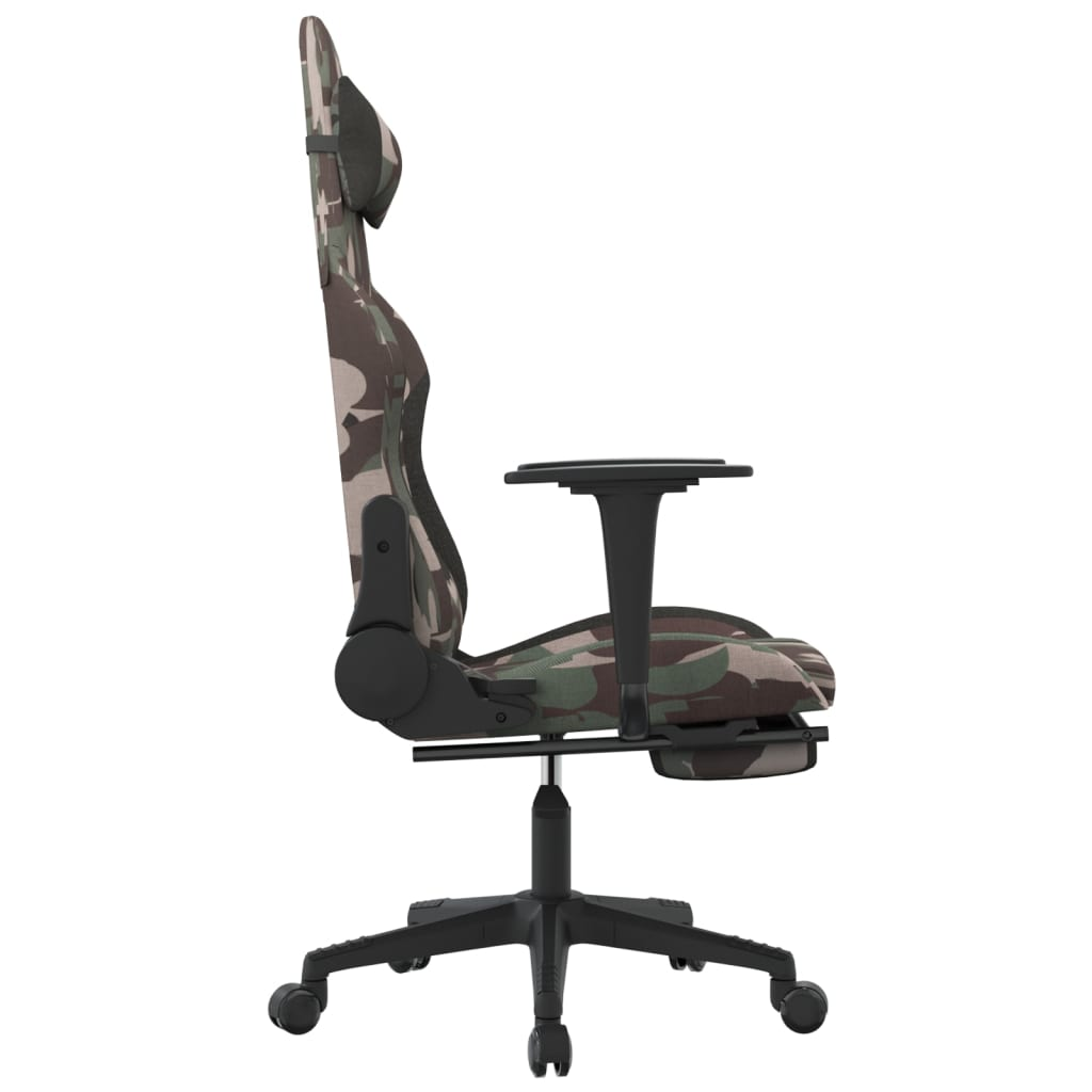 vidaXL Ergonomic Swivel Gaming Chair with Footrest - Black & Camouflage | Ultimate Comfort for Gamers - BEYRUN