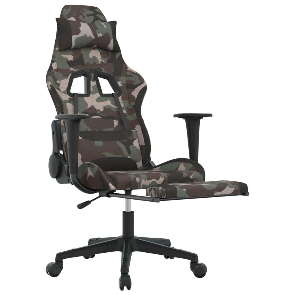 vidaXL Ergonomic Swivel Gaming Chair with Footrest - Black & Camouflage | Ultimate Comfort for Gamers - BEYRUN