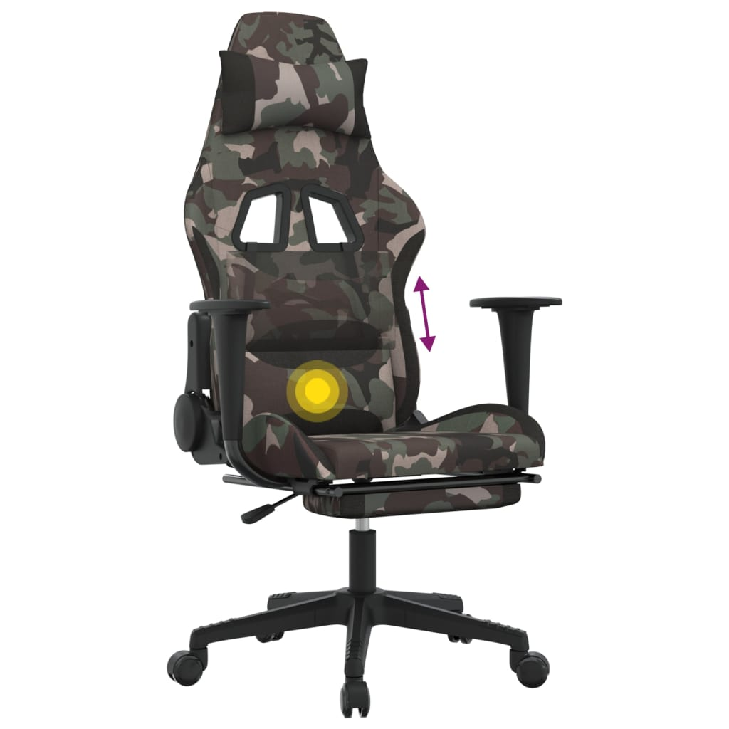 vidaXL Ergonomic Swivel Gaming Chair with Footrest - Black & Camouflage | Ultimate Comfort for Gamers - BEYRUN