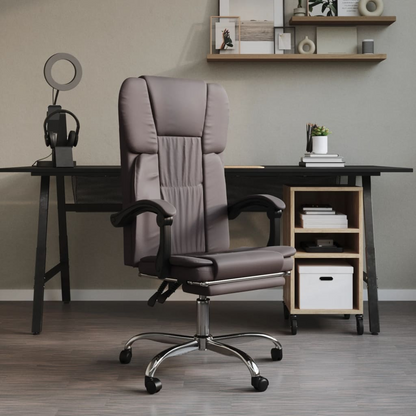 vidaXL Reclining Office Chair Grey Faux Leather - Elegant and Comfortable for Home and Office - BEYRUN