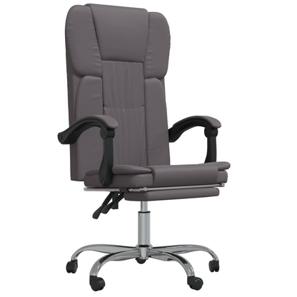 vidaXL Reclining Office Chair Grey Faux Leather - Elegant and Comfortable for Home and Office - BEYRUN