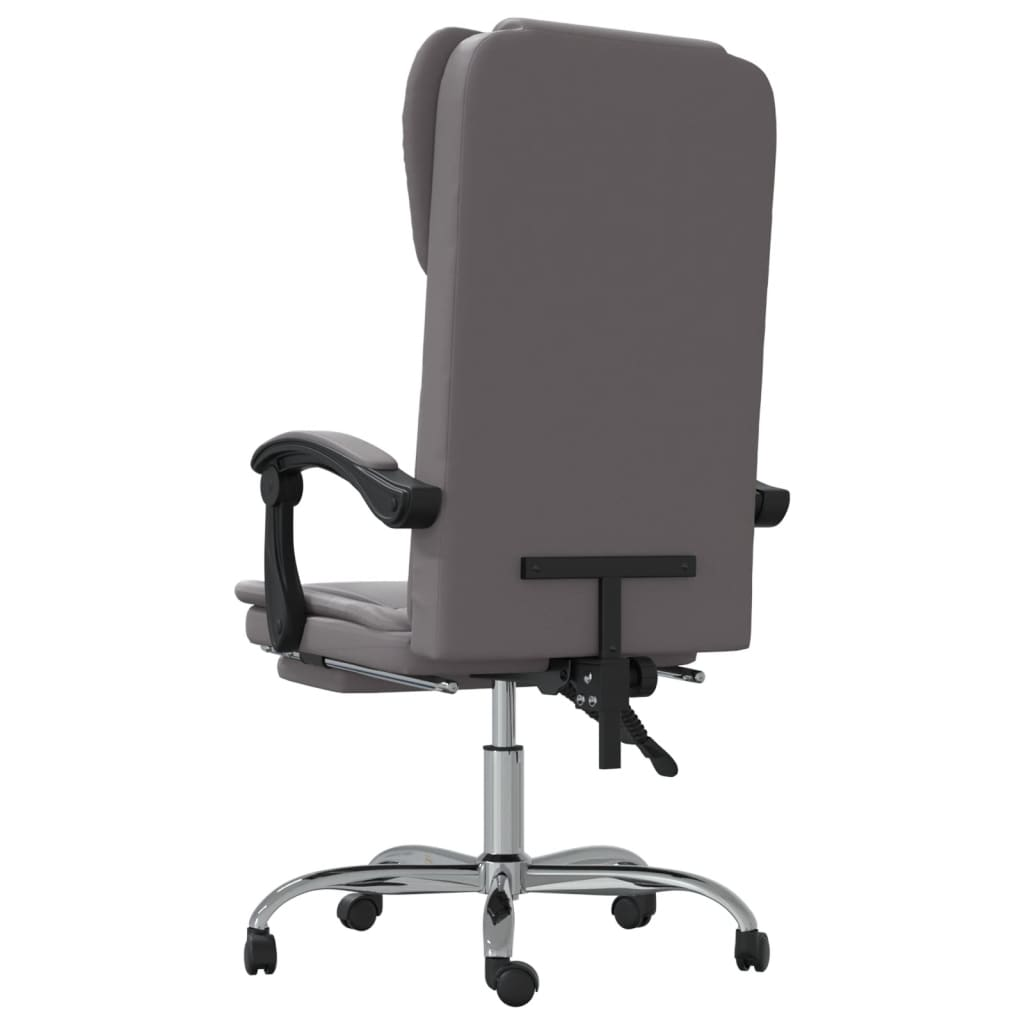 vidaXL Reclining Office Chair Grey Faux Leather - Elegant and Comfortable for Home and Office - BEYRUN