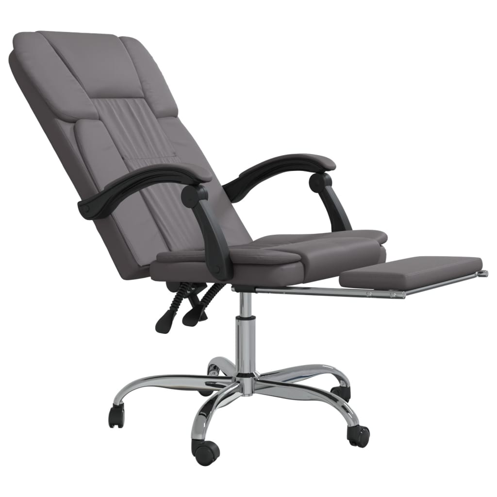 vidaXL Reclining Office Chair Grey Faux Leather - Elegant and Comfortable for Home and Office - BEYRUN