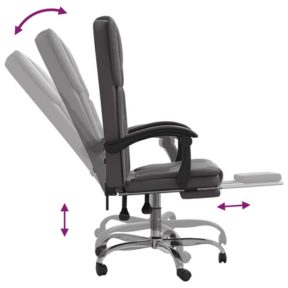 vidaXL Reclining Office Chair Grey Faux Leather - Elegant and Comfortable for Home and Office - BEYRUN