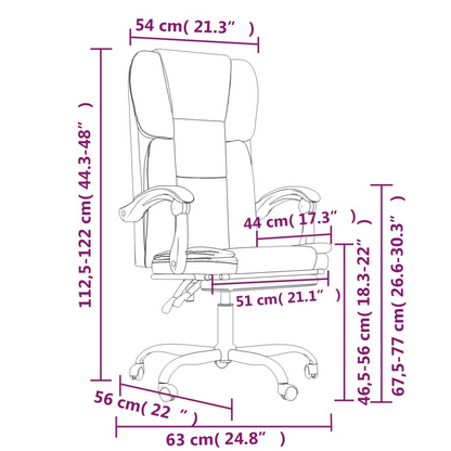 vidaXL Reclining Office Chair Grey Faux Leather - Elegant and Comfortable for Home and Office - BEYRUN