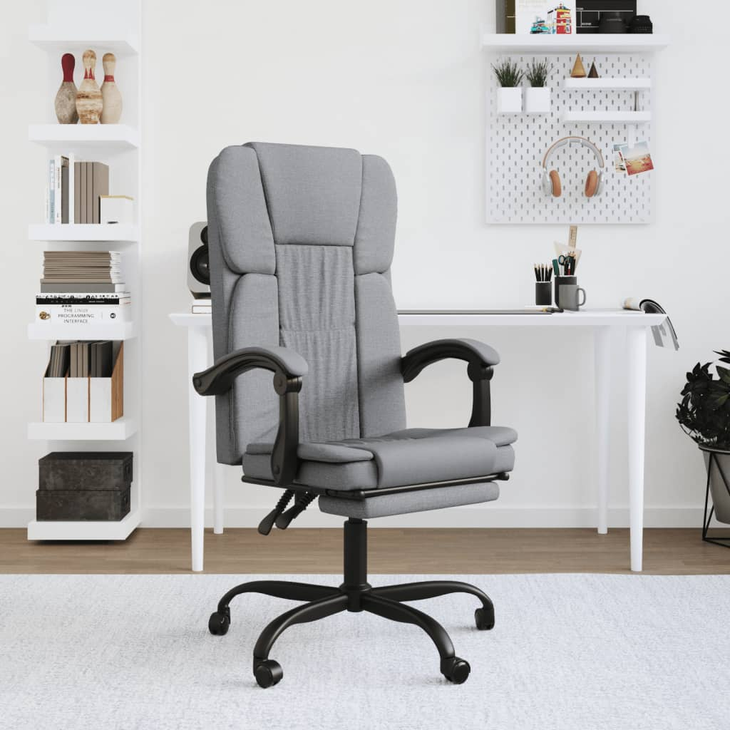 vidaXL Reclining Office Chair Light Grey Fabric - Ergonomic and Stylish Office Seating - BEYRUN