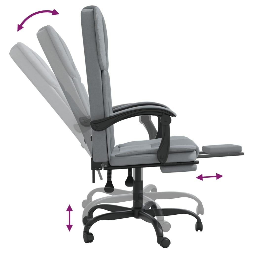 vidaXL Reclining Office Chair Light Grey Fabric - Ergonomic and Stylish Office Seating - BEYRUN