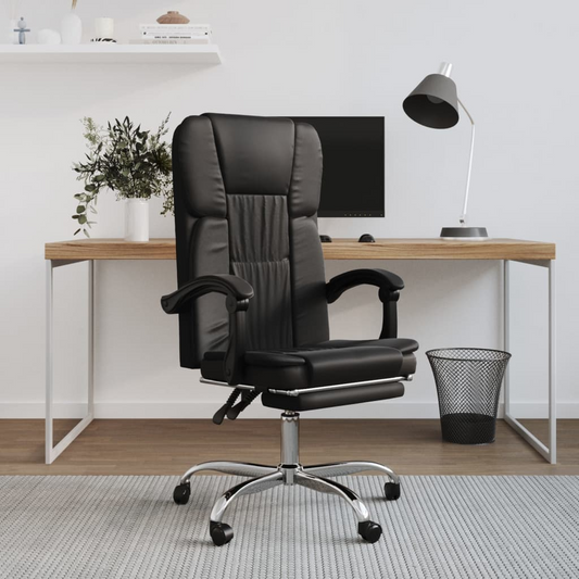 vidaXL Reclining Office Chair - Black Faux Leather Ergonomic Design for Ultimate Comfort - BEYRUN