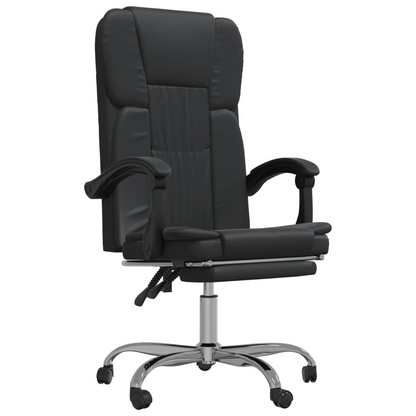 vidaXL Reclining Office Chair - Black Faux Leather Ergonomic Design for Ultimate Comfort - BEYRUN