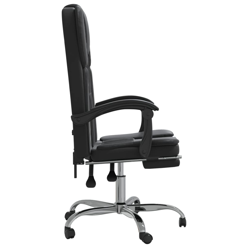 vidaXL Reclining Office Chair - Black Faux Leather Ergonomic Design for Ultimate Comfort - BEYRUN