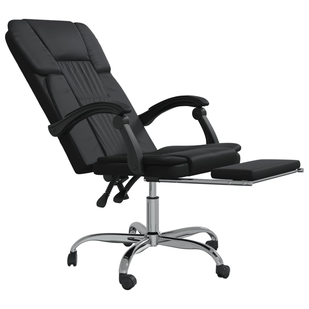 vidaXL Reclining Office Chair - Black Faux Leather Ergonomic Design for Ultimate Comfort - BEYRUN