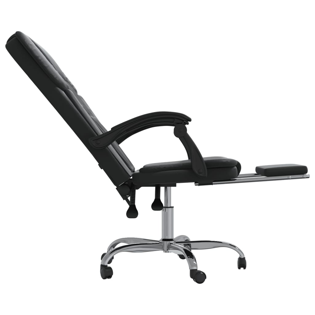 vidaXL Reclining Office Chair - Black Faux Leather Ergonomic Design for Ultimate Comfort - BEYRUN