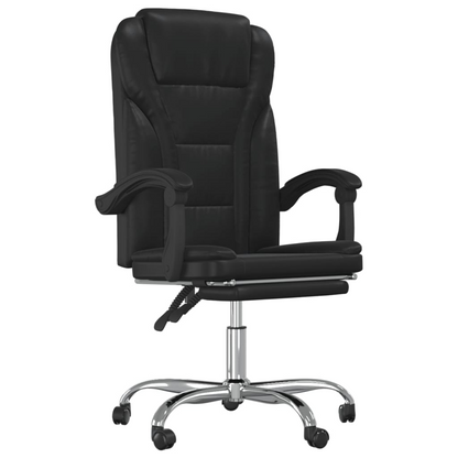 vidaXL Reclining Office Chair Black Faux Leather - Comfort and Style at Your Workspace - BEYRUN