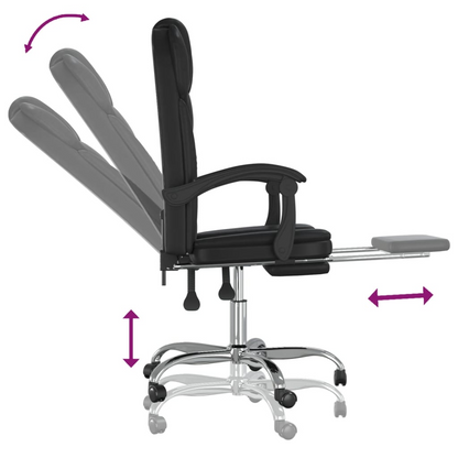 vidaXL Reclining Office Chair Black Faux Leather - Comfort and Style at Your Workspace - BEYRUN