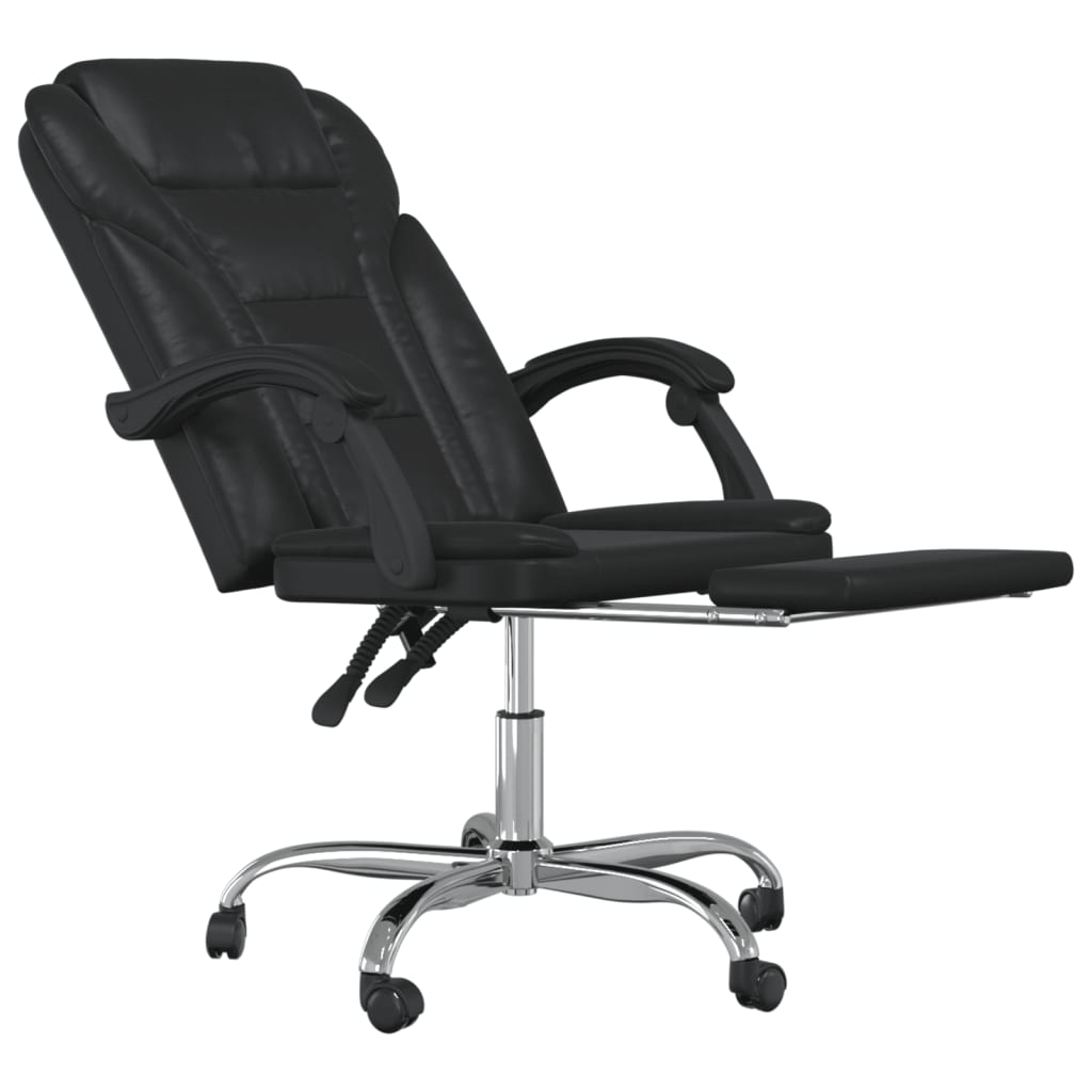 vidaXL Reclining Office Chair Black Faux Leather - Comfort and Style at Your Workspace - BEYRUN