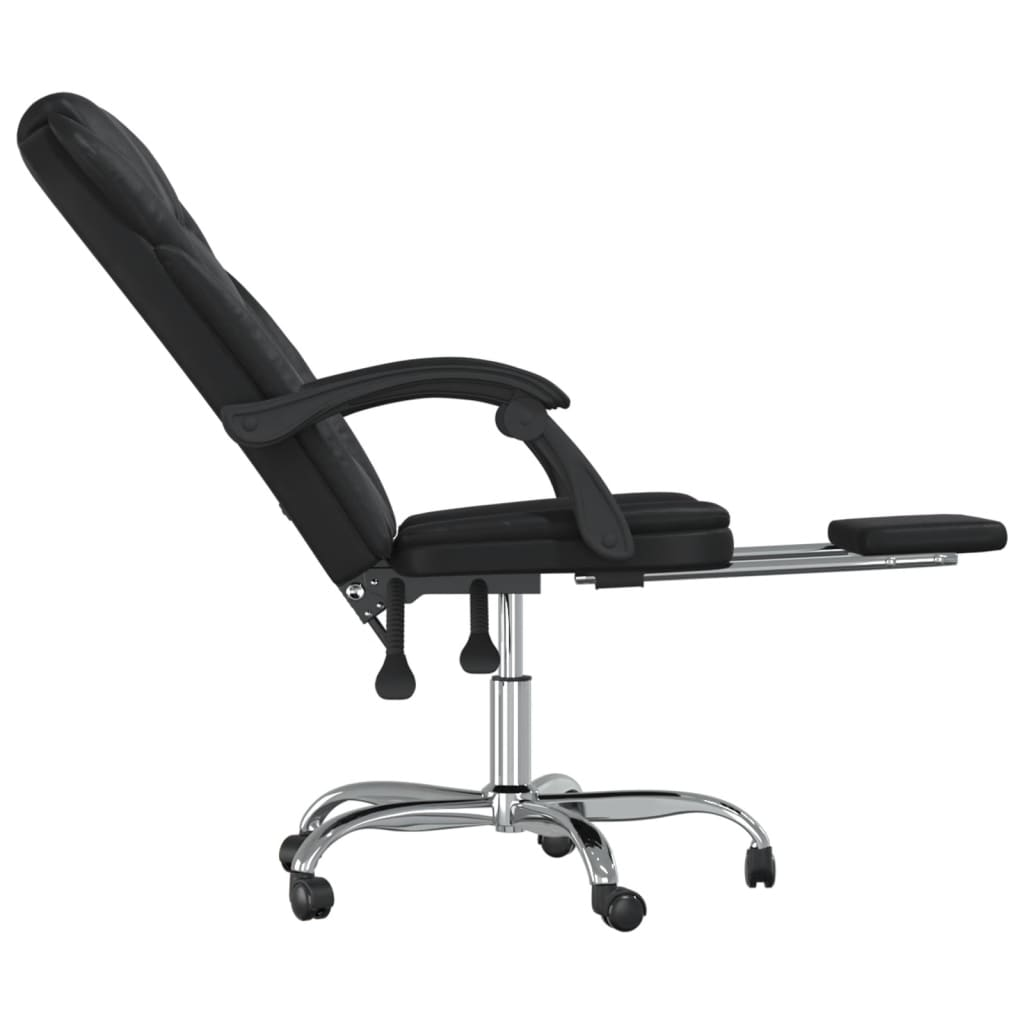 vidaXL Reclining Office Chair Black Faux Leather - Comfort and Style at Your Workspace - BEYRUN