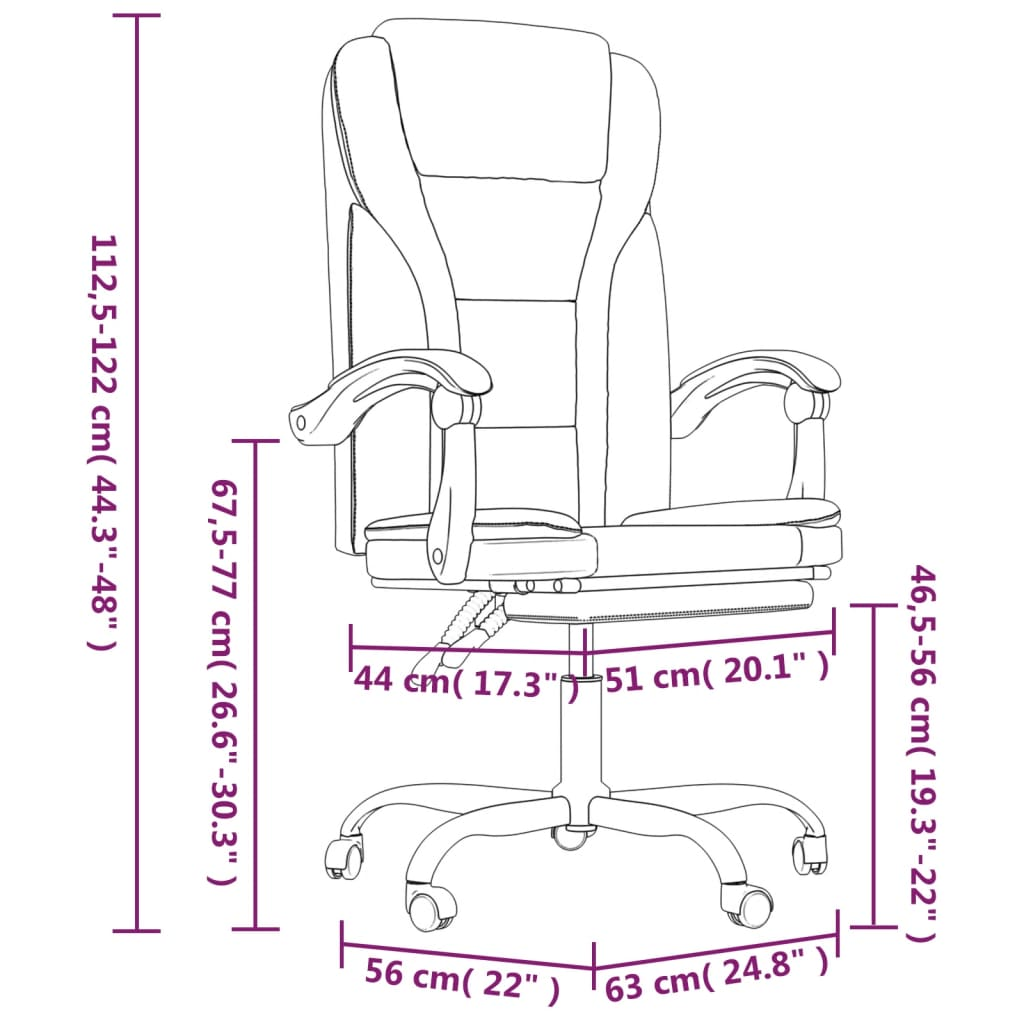 vidaXL Reclining Office Chair Black Faux Leather - Comfort and Style at Your Workspace - BEYRUN