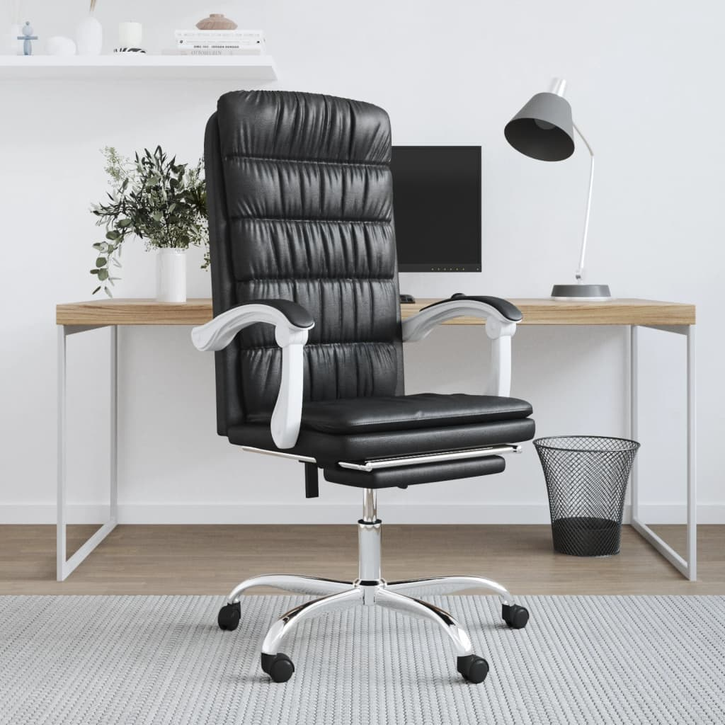 vidaXL Black Faux Leather Reclining Office Chair - Ultimate Comfort and Style for Your Workspace - BEYRUN