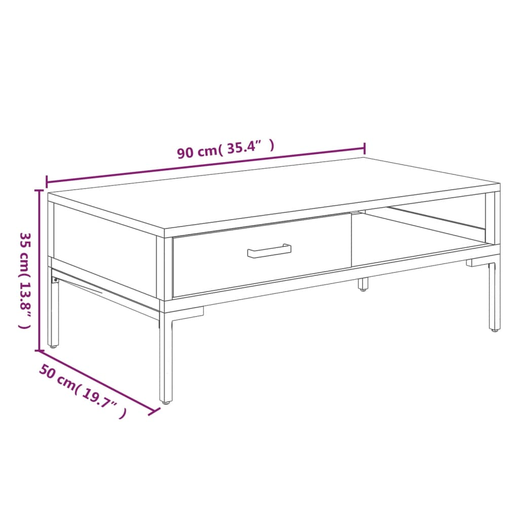 vidaXL Coffee Table 90x50x35 cm | Solid Pinewood | Vintage Industrial Look - BEYRUN