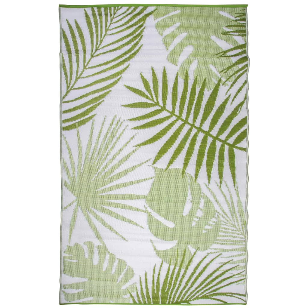 Esschert Design Reversible Outdoor Rug - Jungle Leaves Pattern, 241x152 cm, Green & White - Perfect for Patios & Gardens - BEYRUN