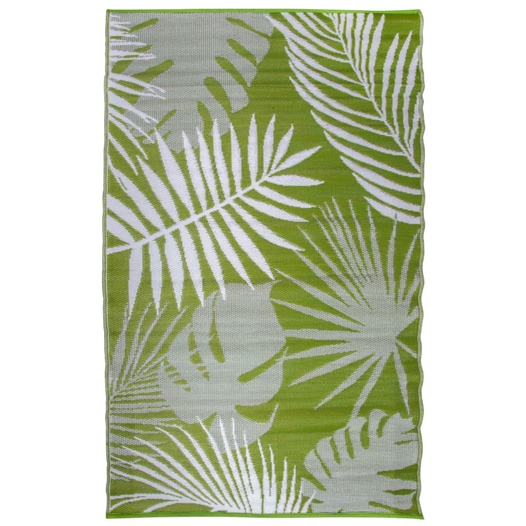 Esschert Design Reversible Outdoor Rug - Jungle Leaves Pattern, 241x152 cm, Green & White - Perfect for Patios & Gardens - BEYRUN