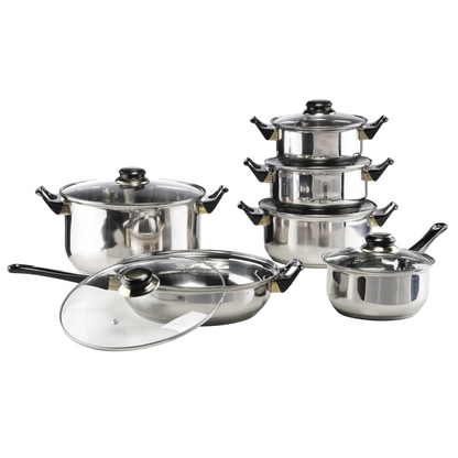 HI 12-Piece Stainless Steel Cookware Set - Durable & Versatile, Dishwasher Safe - BEYRUN